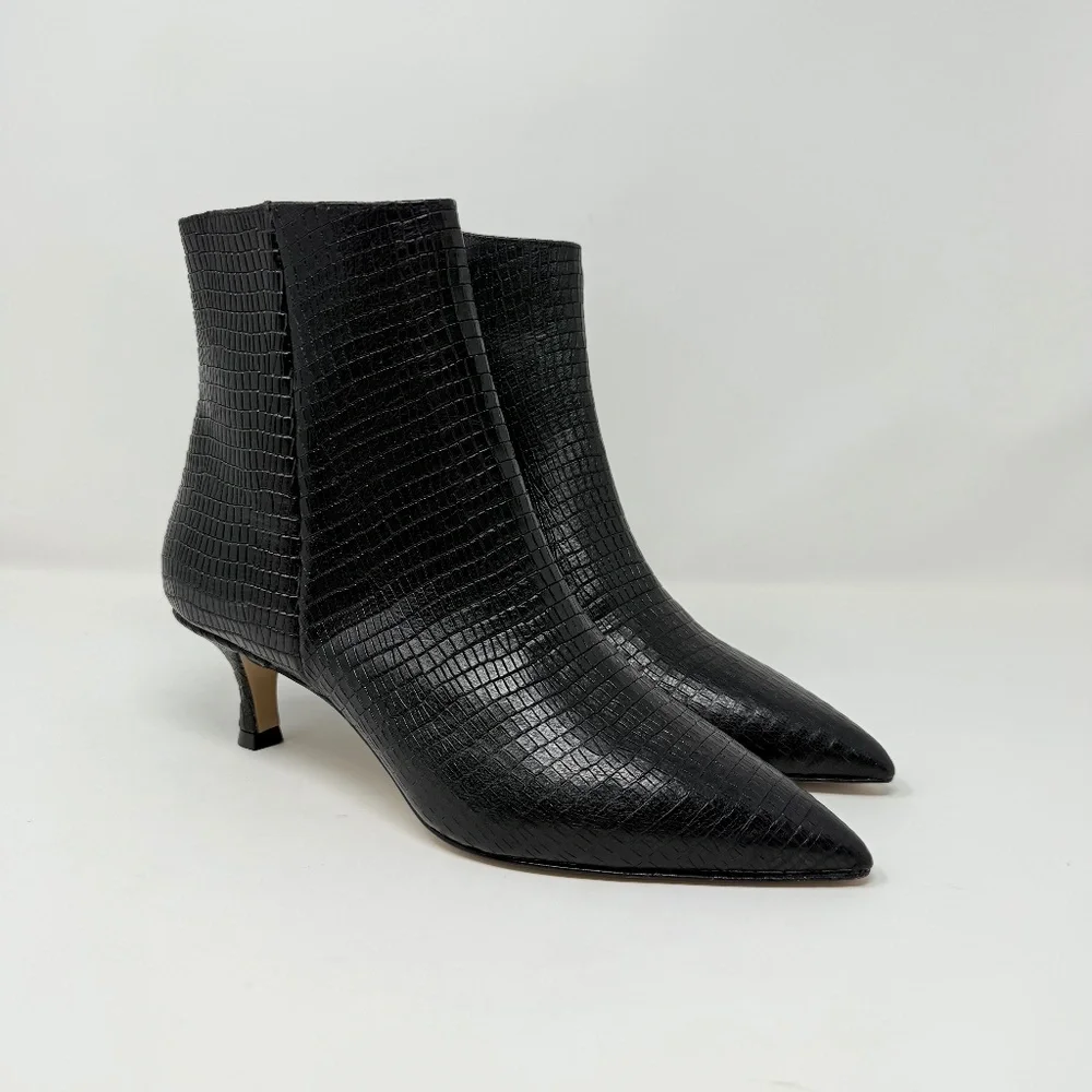 New Bruno Magli Nerina Bootie Black Snake Sz 7.5 - Picture 2 of 13